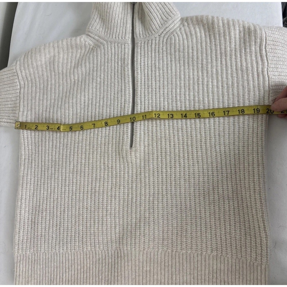 Everlane 100% Wool Half Zip Sweater Womens XS Cream Minimalist Classic Style - Picture 6 of 8